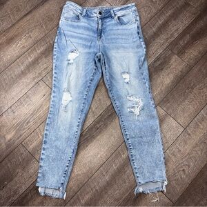 Maurices Light Blue Distressed Ankle Jeans